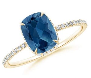 Angara London Blue Topaz Ring with Diamonds