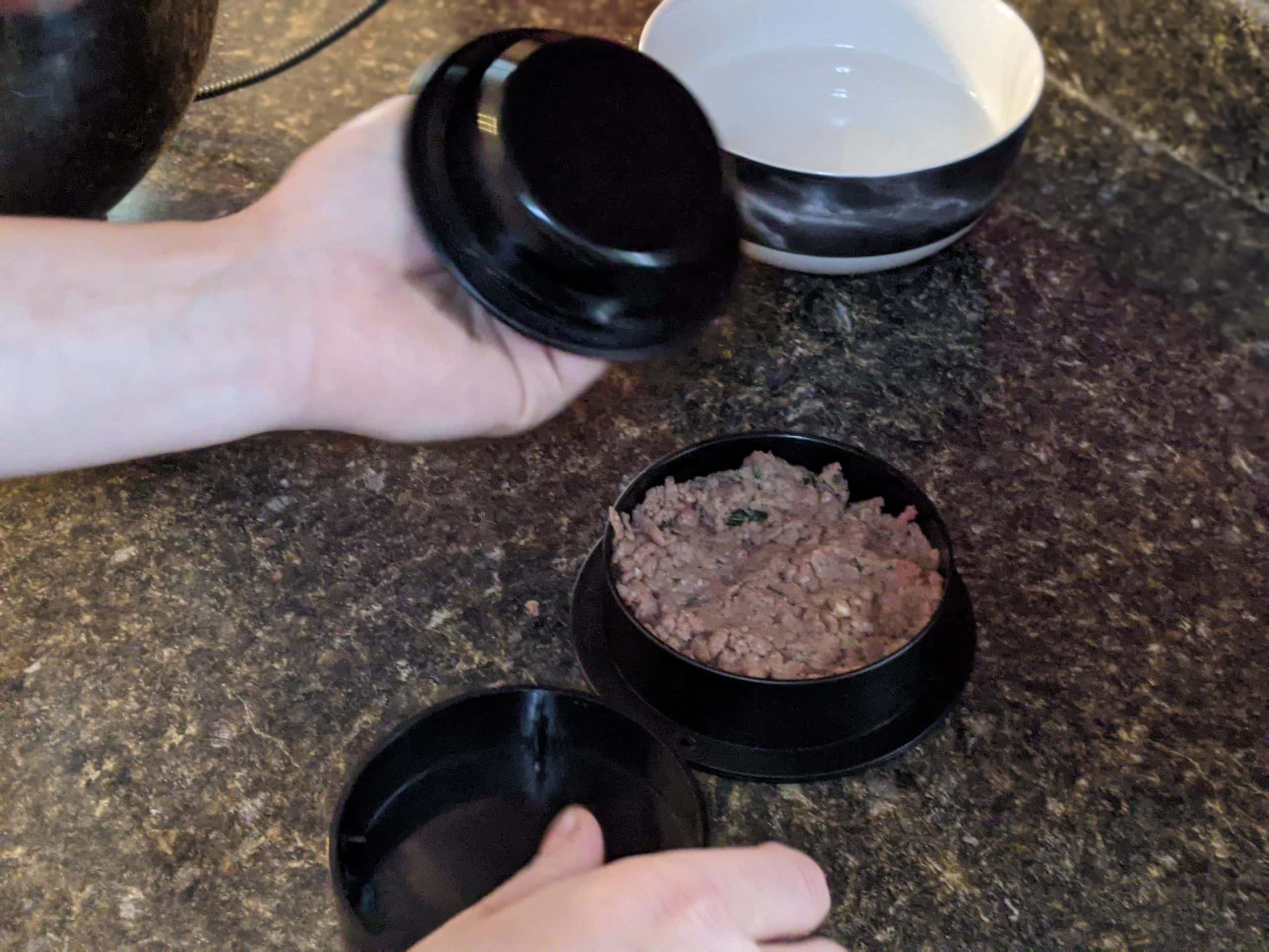 creating an indent in burger meat