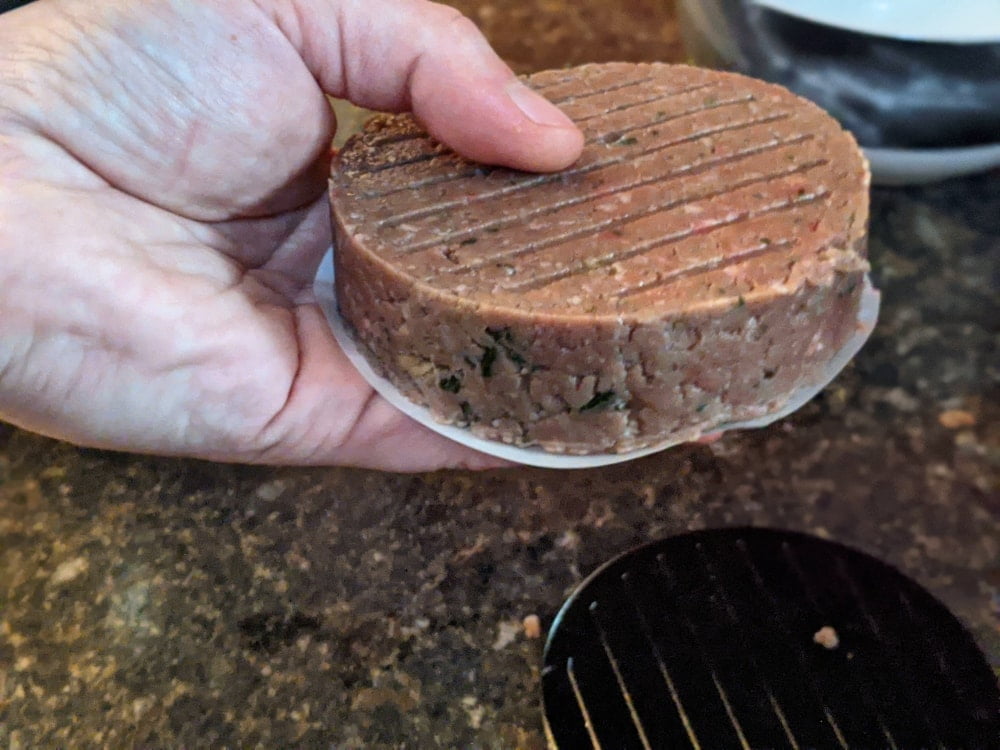 Completed stuffed burger patty