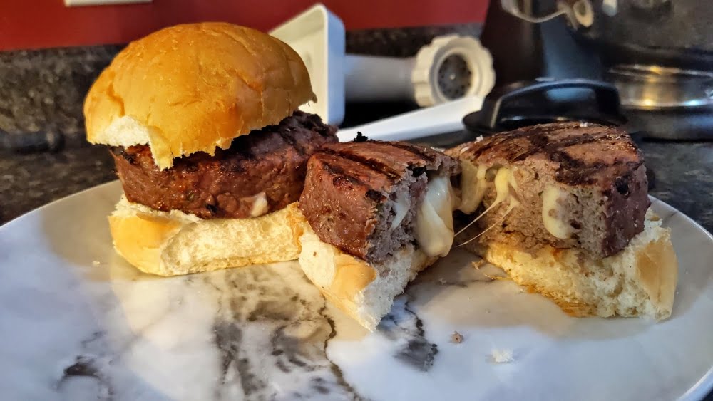 Enjoy cheese stuffed burgers