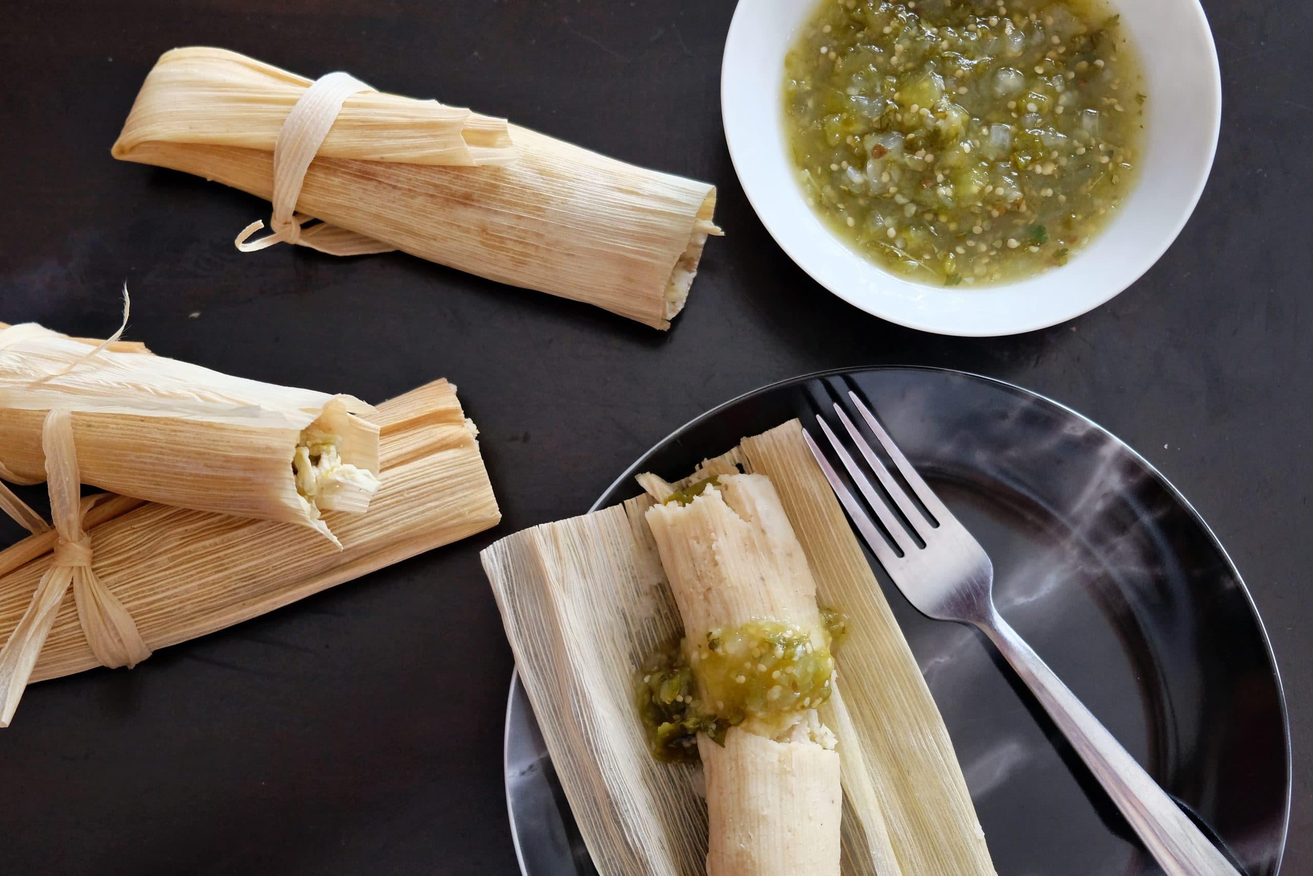 Finished Green Chile Chicken Tamale
